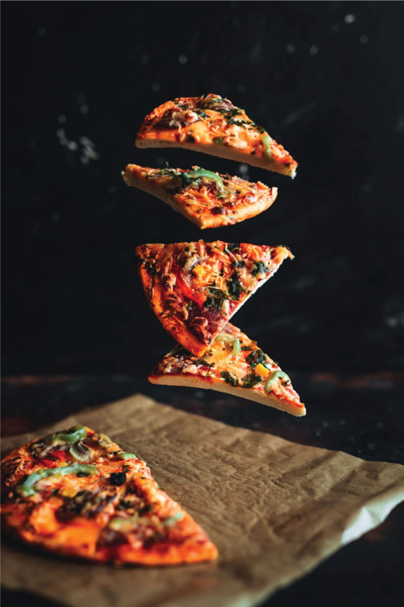 Levitation pizza meal